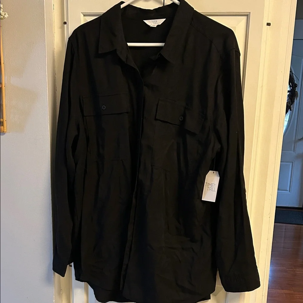 Time and Tru XXL (22) New with tags black button up - Picture 1 of 5